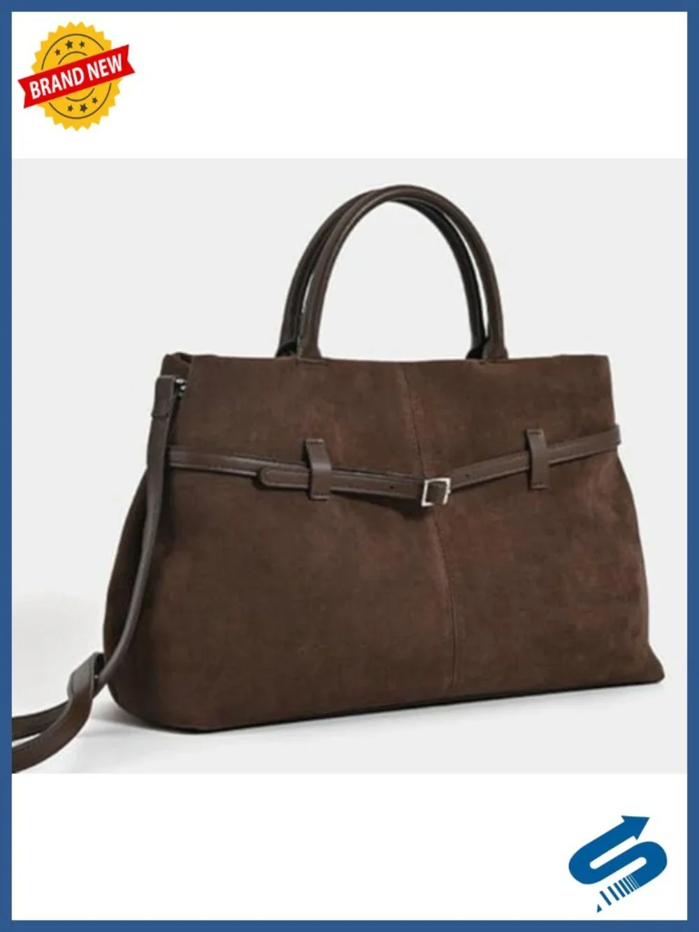 Suede Slouchy Hobo Bag with Buckle Large Capacity Satchel Shoulder Crossbody